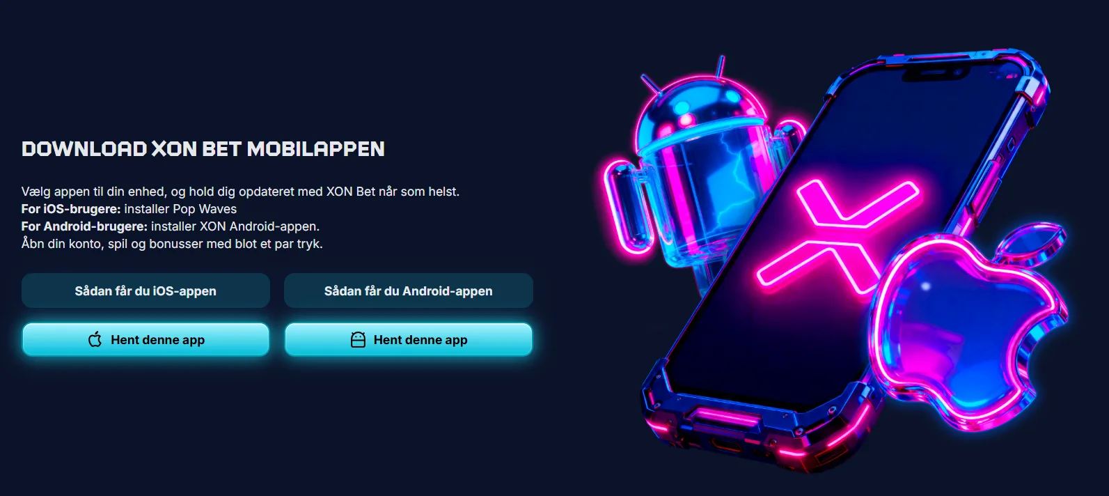 XON Bets officielle appside med Android- og iOS-ruter